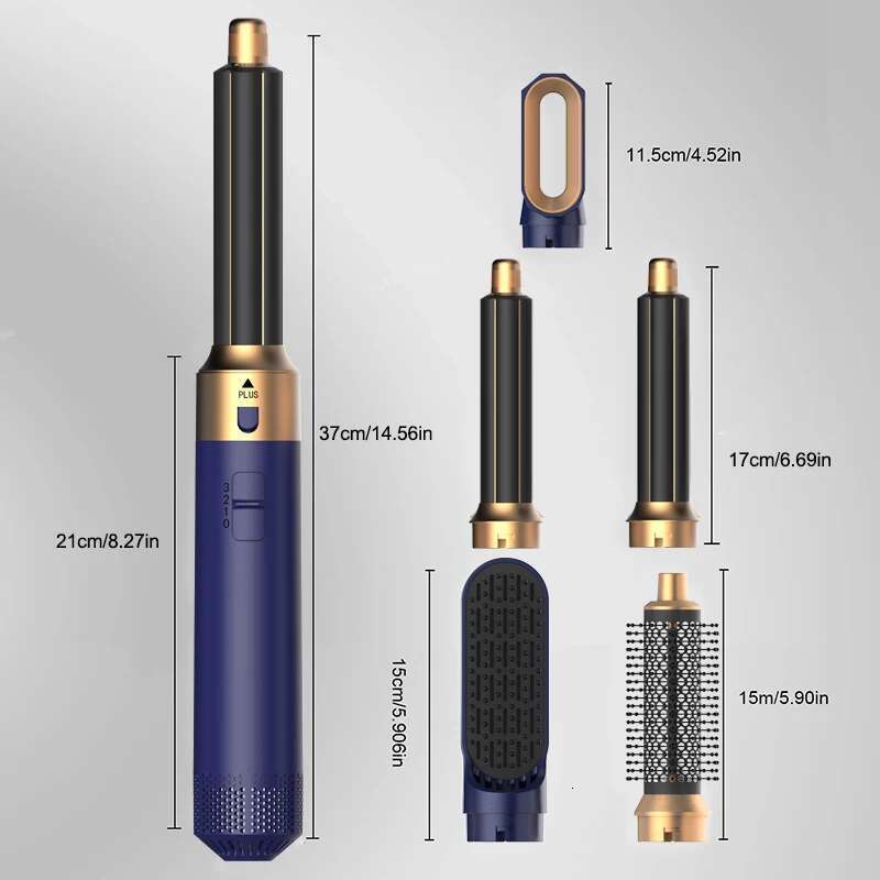 Professional 5-In-1 Dryer Comb Set Hot Air Styler Curling Straightening Volumizing - Hair Care Tool Kit For Home Use