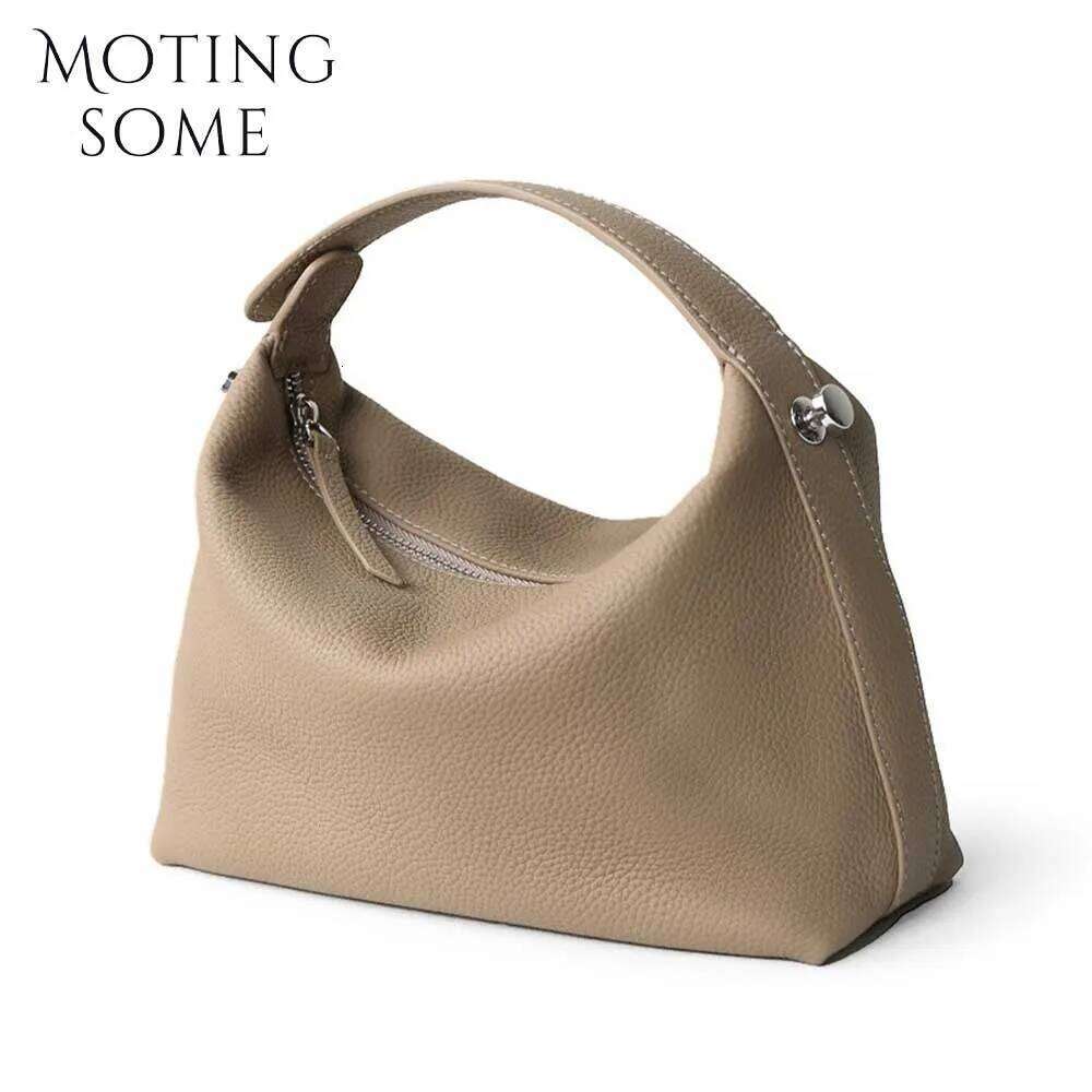 Motingsome Soft Leather Woman Shoulder Saddle Bags 2024 New Mini Tote Handbag And Purse Daily Cowhide Bag