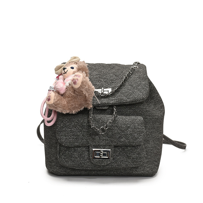 Chanel Style Quilted Chain Small Backpack For Women 2025 New Casual Student School Bag Niche Free Shipping Denim-like Designer Bag Double Shoulder Bag