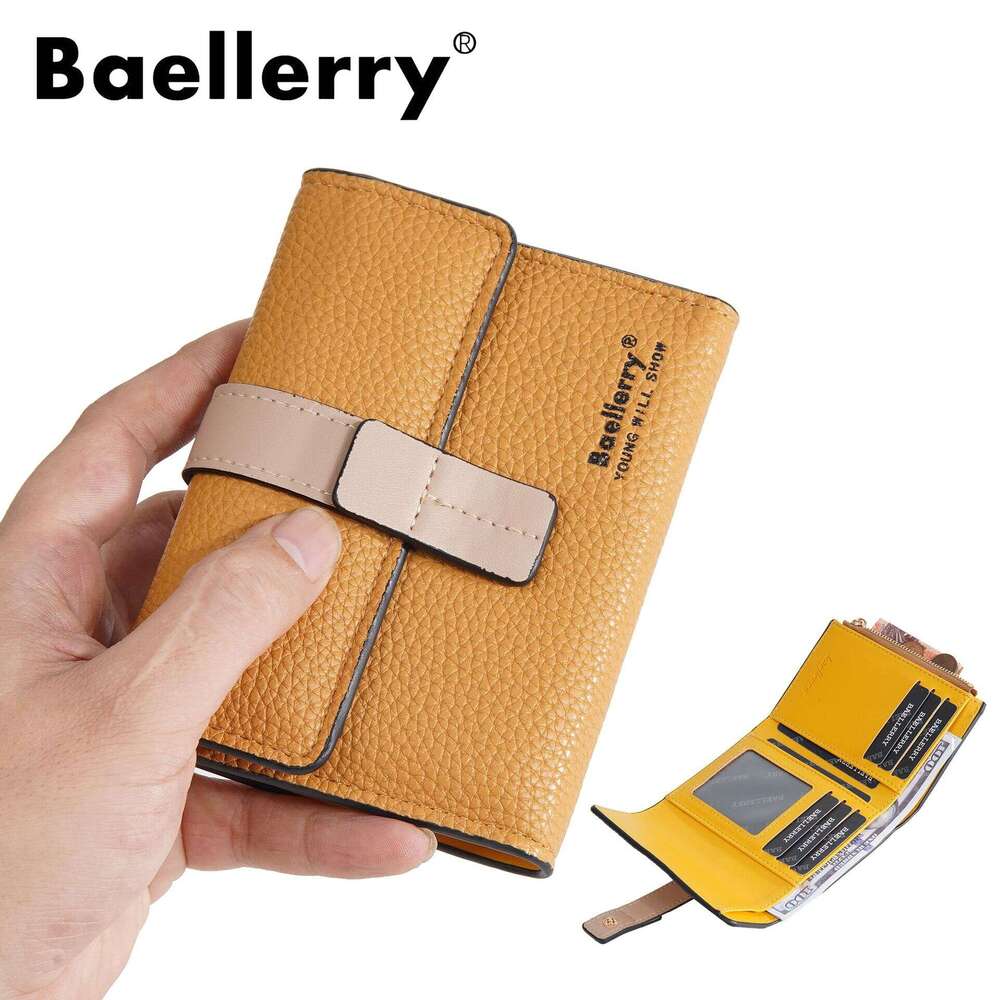 New Women's Short Baellerry Korean Fashion 70% off Multi-Card Slot Coin Purse Color-Block Wallet for Women