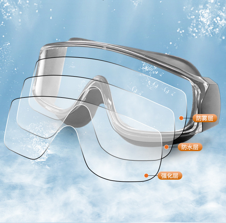 Adult Large Frame Waterproof Anti-Fog HD Swimming Glasses with Integrated Earplugs Silicone Swim Goggles