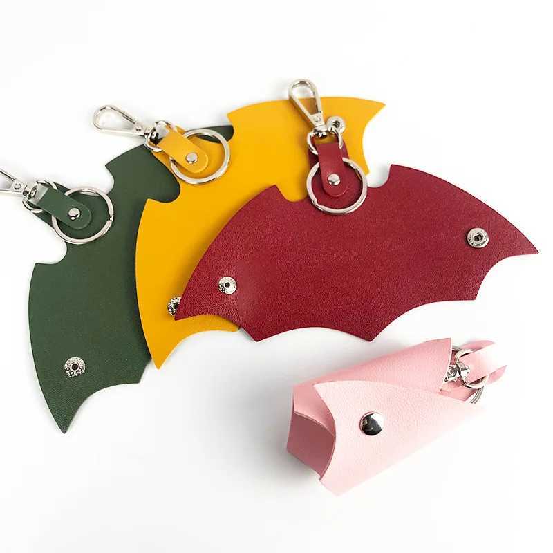 Fashion Bat Shape PU Leather Keychain Multicolor Car Key Protective Cover Keyring Women Men Anti-Lost Waist Key Bag Accessories M250604