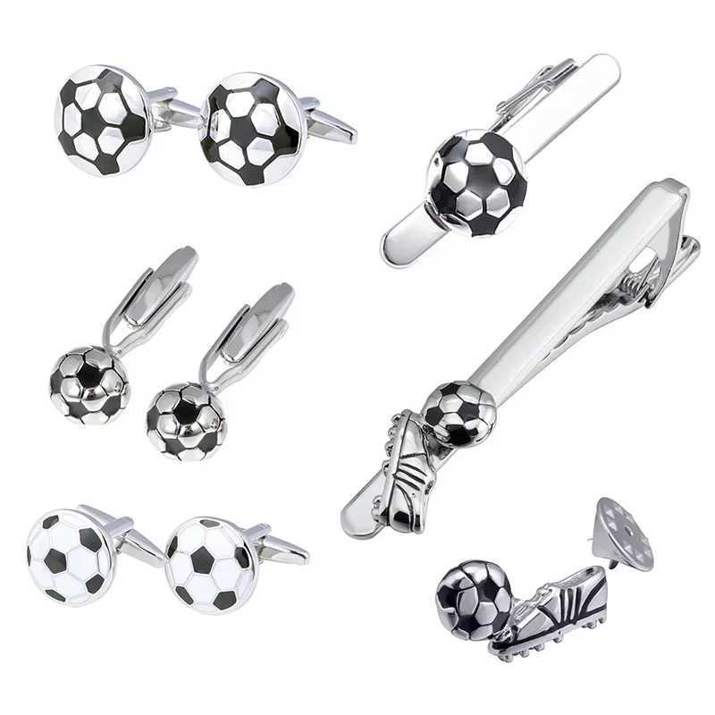 Football Cufflinks Fashion Personality Accessories Dimensional Soccer French Shirt Cuff Buttons Tie Clip Brooches Mens Jewelry W250604