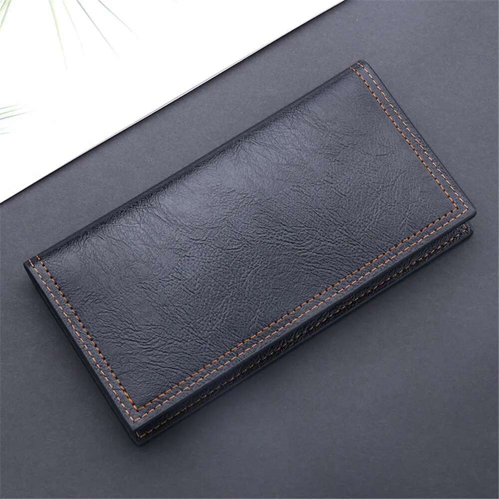 Classic Men'S Wallet Oil Wax Leather Long Wallets Gift Vintage Simple Storage Money Clip ID Bag Card Holder New