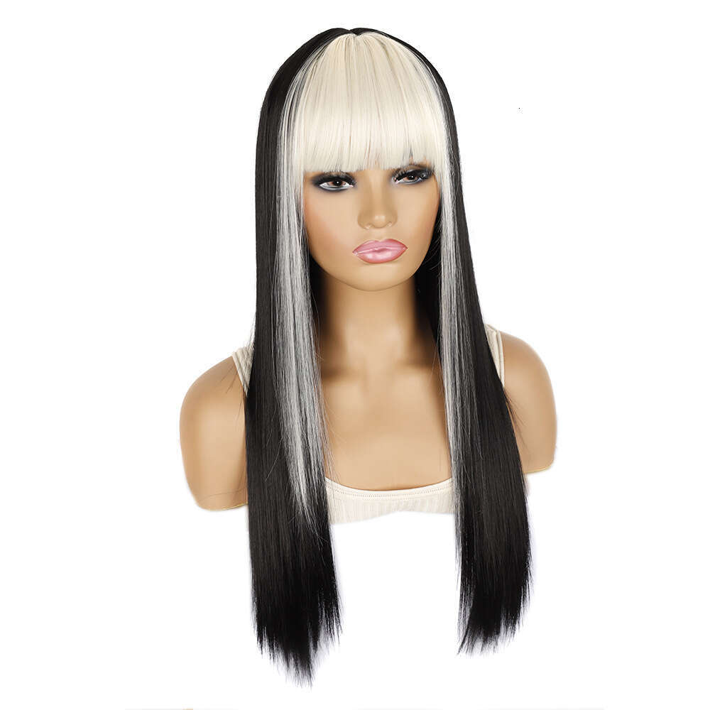 Colorful Dyed Sideburns Bangs Hair Headgear Hip-Hop Anime Dance Party Straight Long Color Wig
