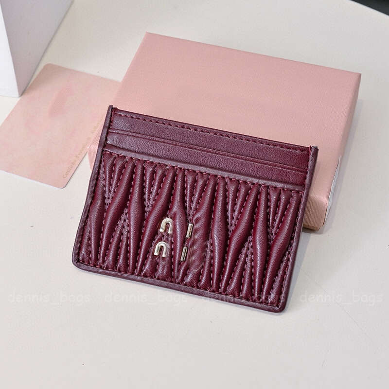 Designer Card Holders Women Mini Wallet Genuine Leather Soft Sheepskin Coin Pocket Ladies Purse New Pink Burgundy Credit Cards Holder