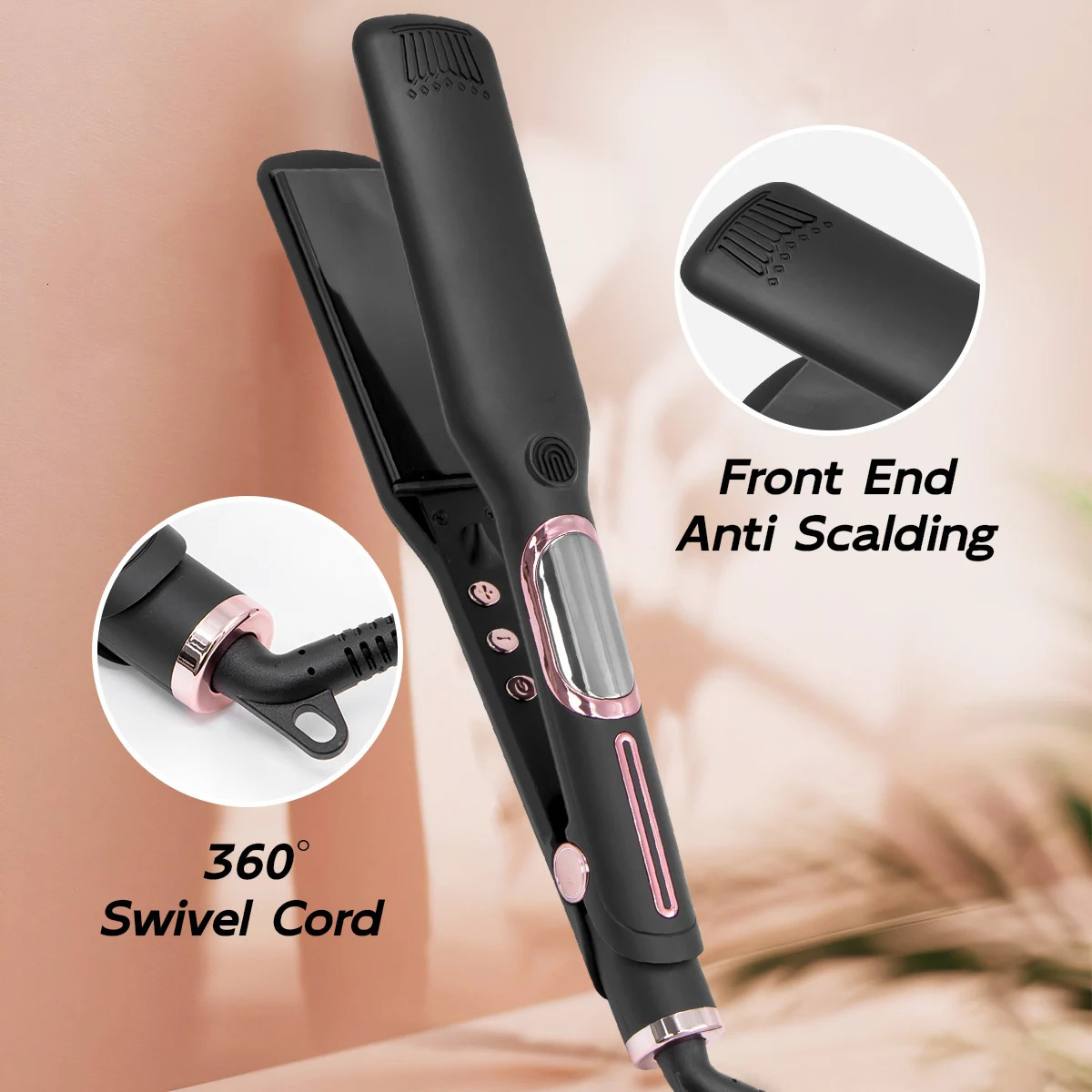 TQ-H1 Professional Hair Straightener Ceramic Digital LCD Display Instant Heating Curling Iron Hair Curler Adjustable Temperature 250529