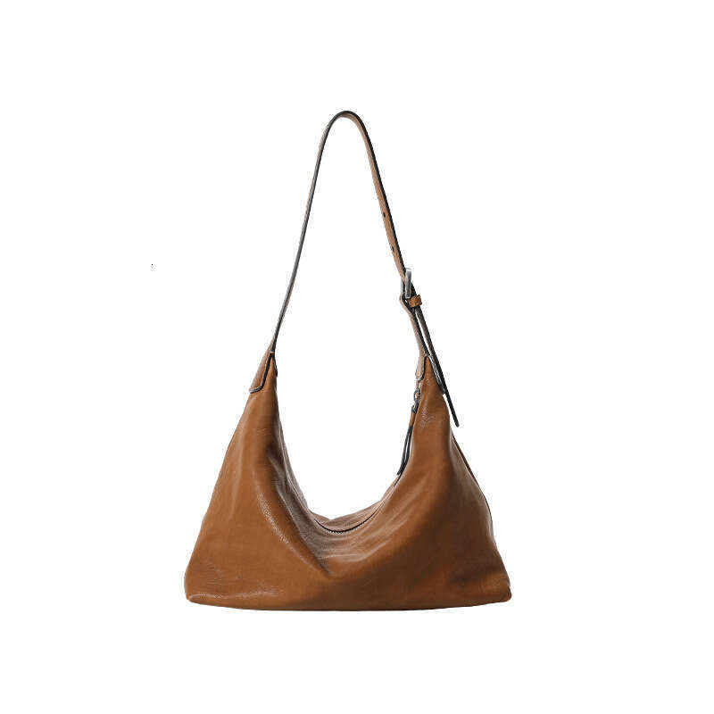 Women's Bags Designer Qiu Zhen Top Layer Vegetable Tanned Underarm Hobo Genuine Leather Casual Versatile Single Shoulder Commuter Dumpling Bag Fo