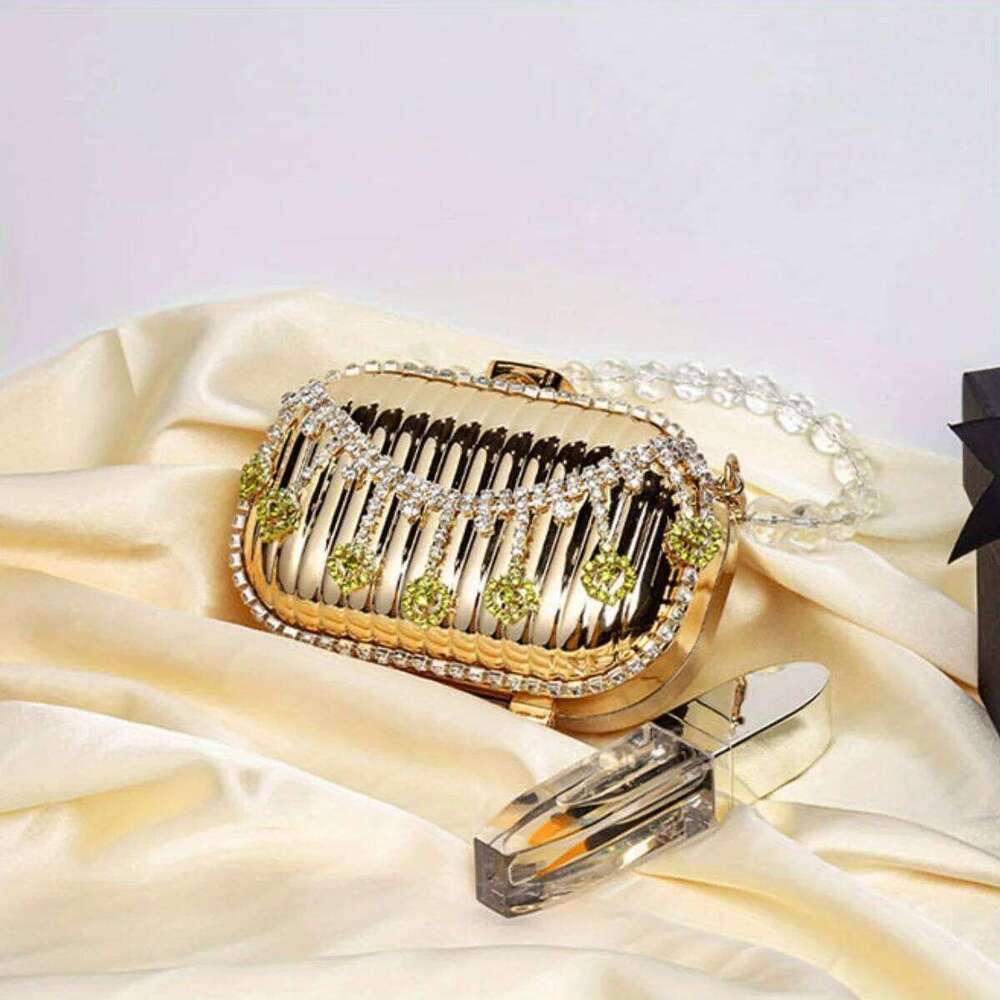 2025 Acrylic Women's Mini Purse, Rhinestone Beaded Crossbody Bag With Coin Pocket & Lipstick Organizer, Sparkling Evening Clutch