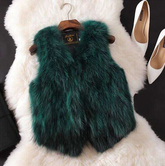 100% Real Raccoon Women Sleevess Vest Factory Outlet Wholesale Multi Custom Big Size Genuine Nature Pure Fur Gilet DFP978