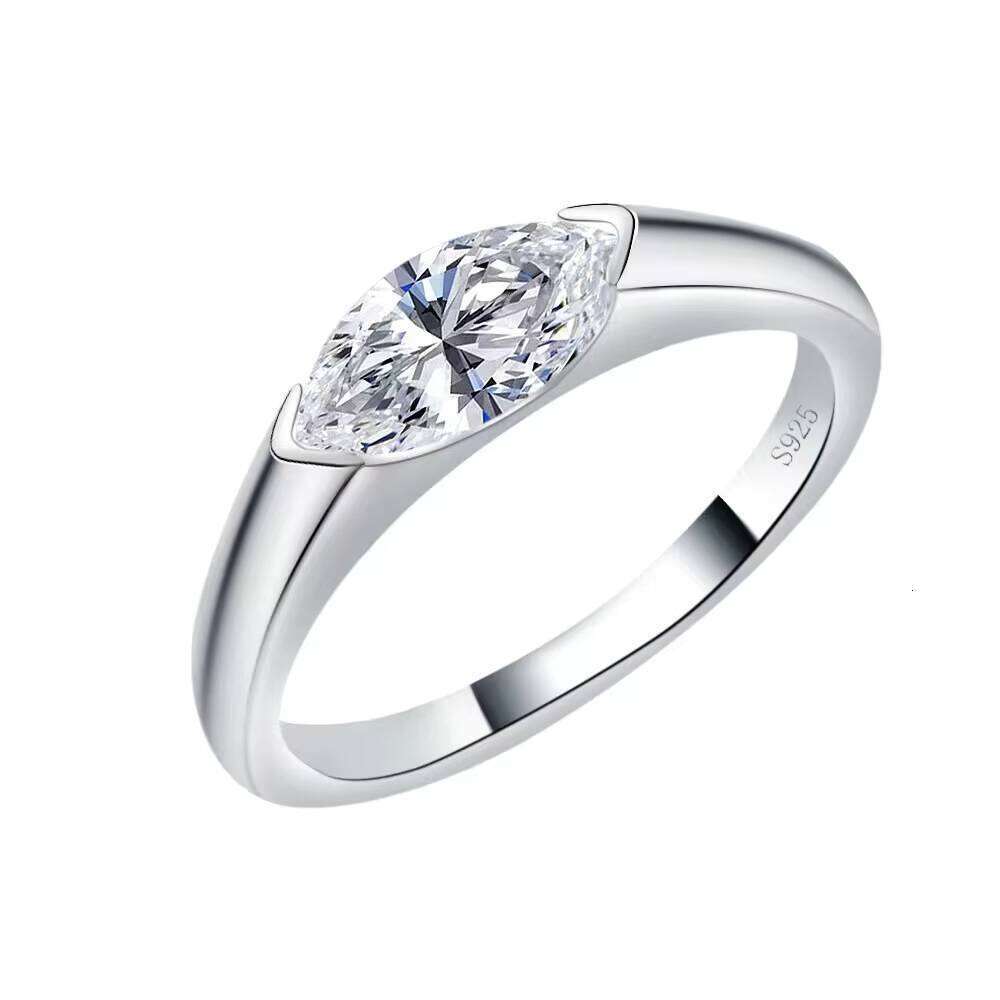 DHcollections High Quality 1ct 5*10mm Marquise Cut Moissanite Dia Wedding Ring Sterling Sier for Women Making Jewelry