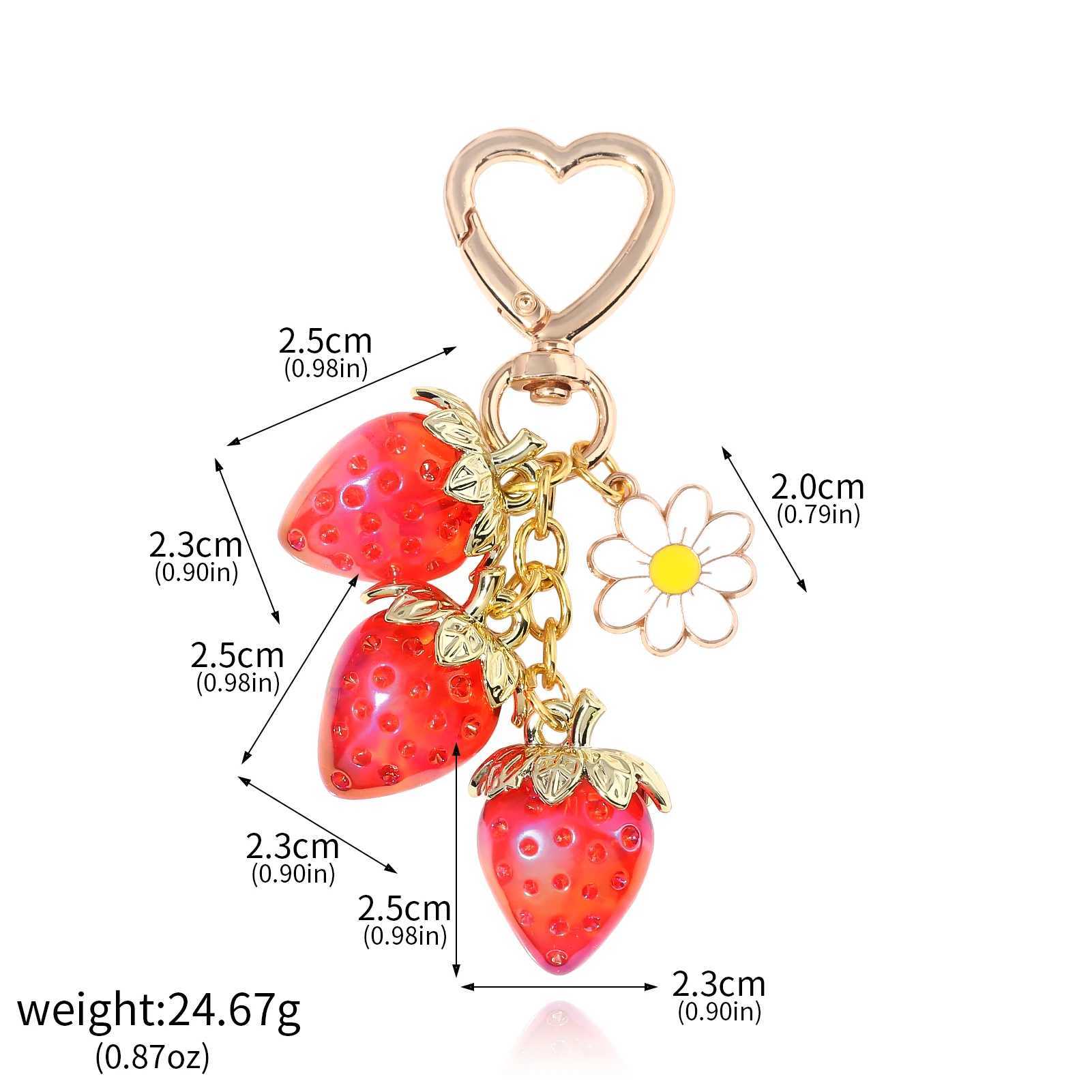 Cute Strawberry Bag Pendant Keychain Kawaii Heart Flower Daisy Key Chain for Women Girls Bag Purse Pendant Accessories Gift M250604