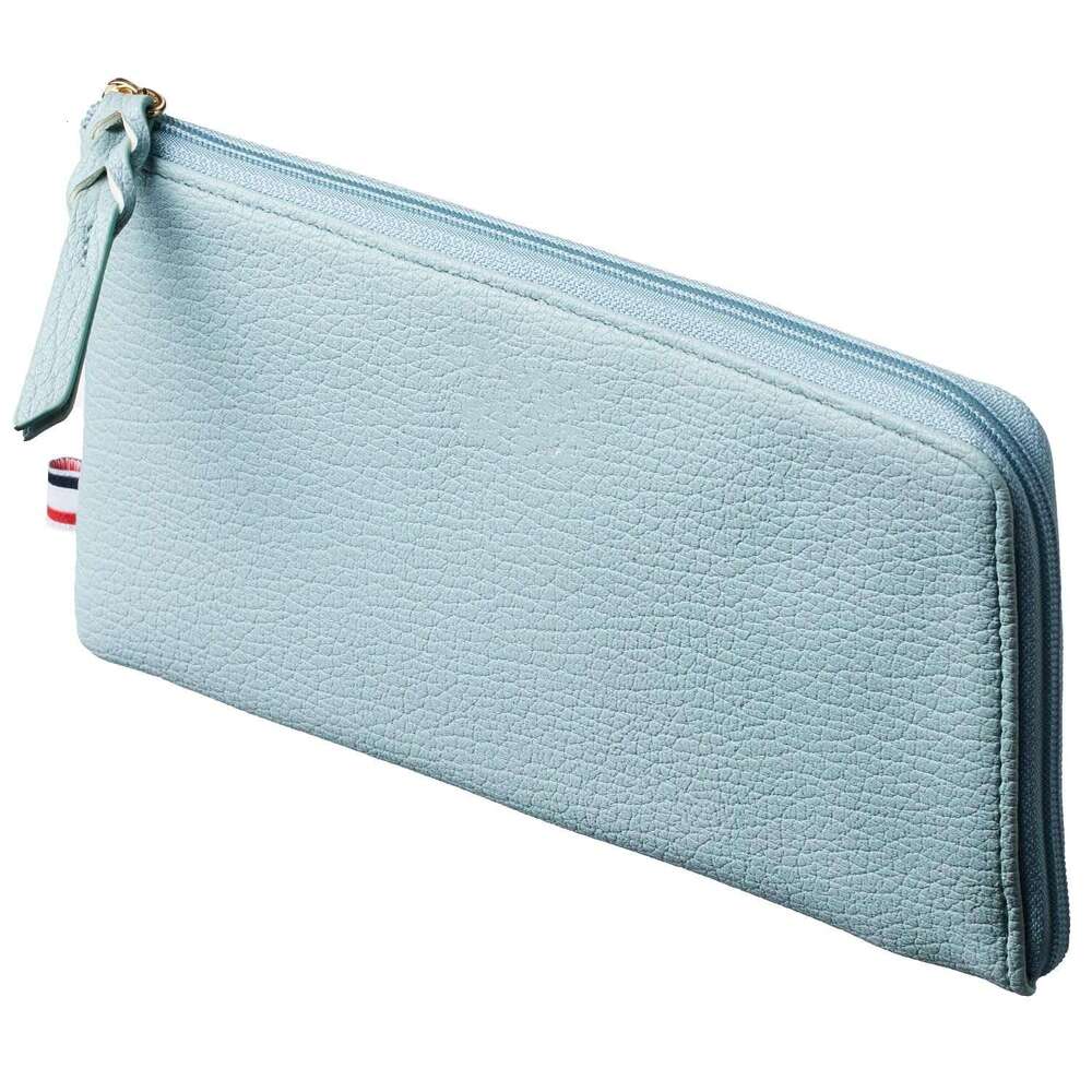 Genuine Litchi Grain Long Women's Fashion Leather Anti-theft with Coin Pocket Zipper Wallet