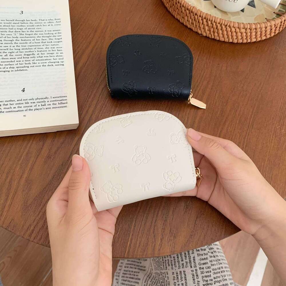 New Cartoon Short Coin Purse Cute Student Simple Embossed Niche Design Holder Women Multi-Card Slot Card Bag