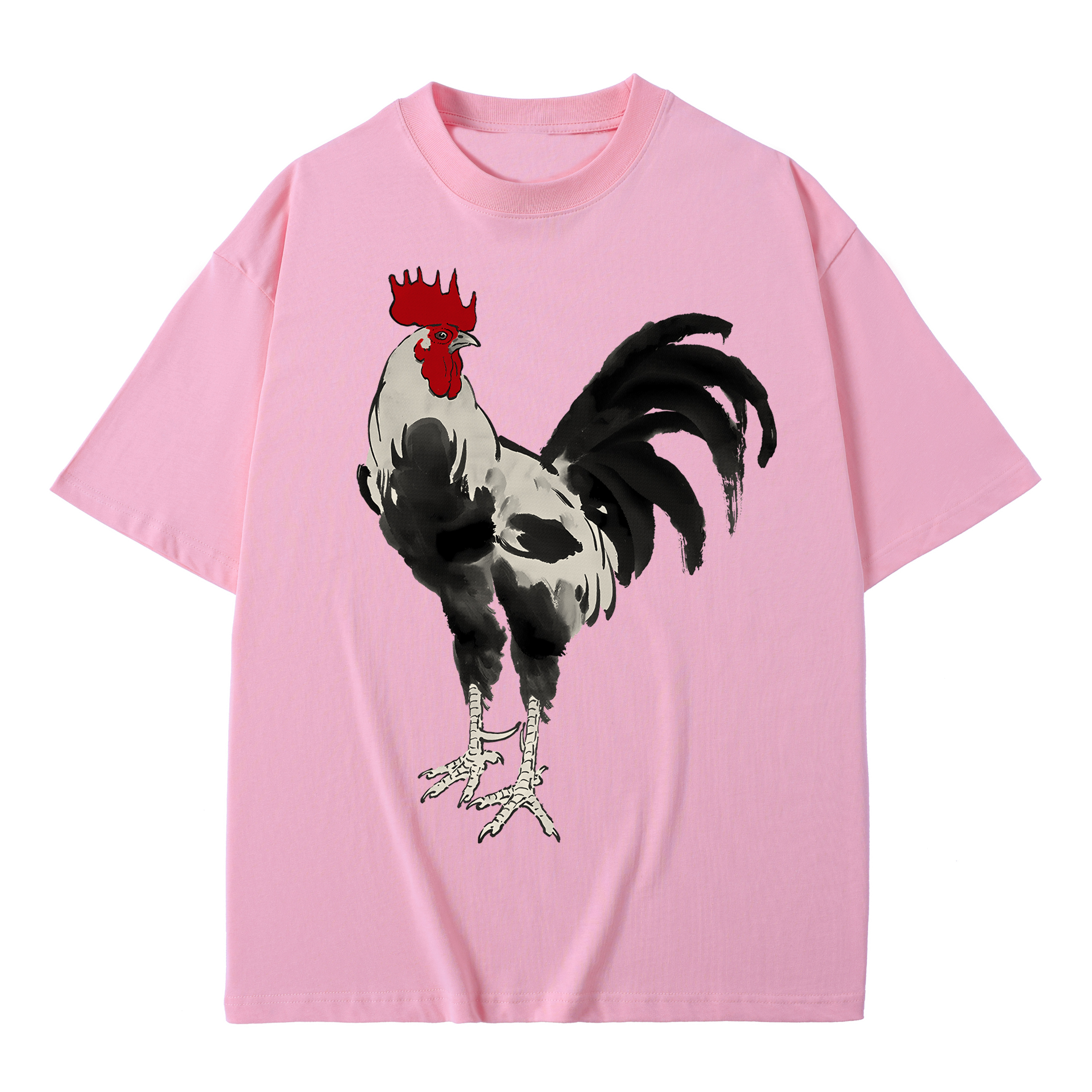 T-shirt men's top designer cotton T-shirt the silvery rooster short sleeved clothing high-quality fashionable T-shirt BROADTRUE