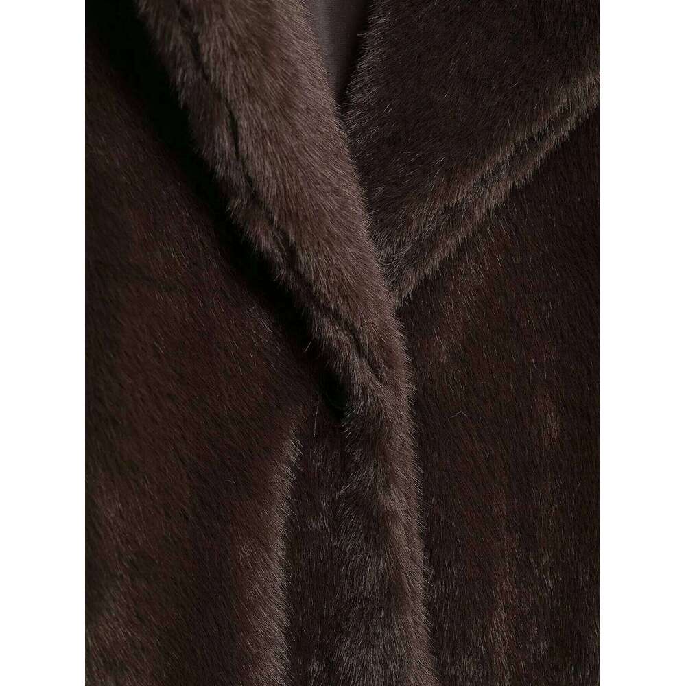 Women's Fall Winter Faux Fur Long TRAFZA Vintage Lapel Buttons Loose New 2024 Fashion Casual High Street Warm Coat