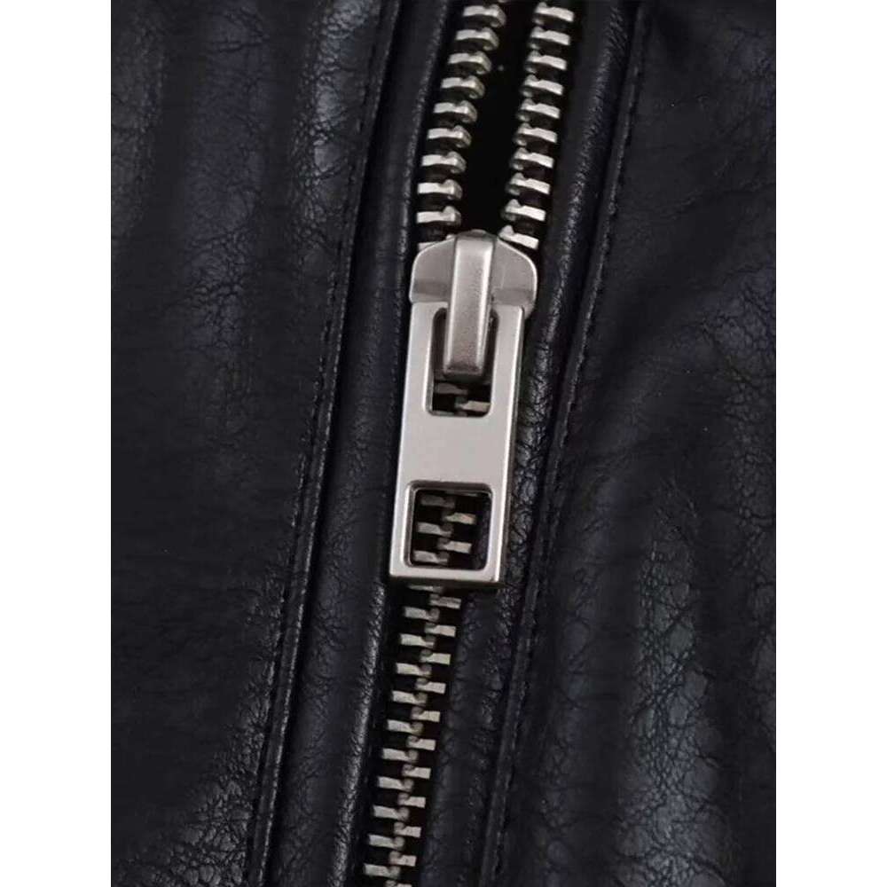 Vintage Pu Leather Women's Jackets With Zipper Casual Loose Lapel Full Sleeve Pockets Female Coat High Street Lady Outerwears