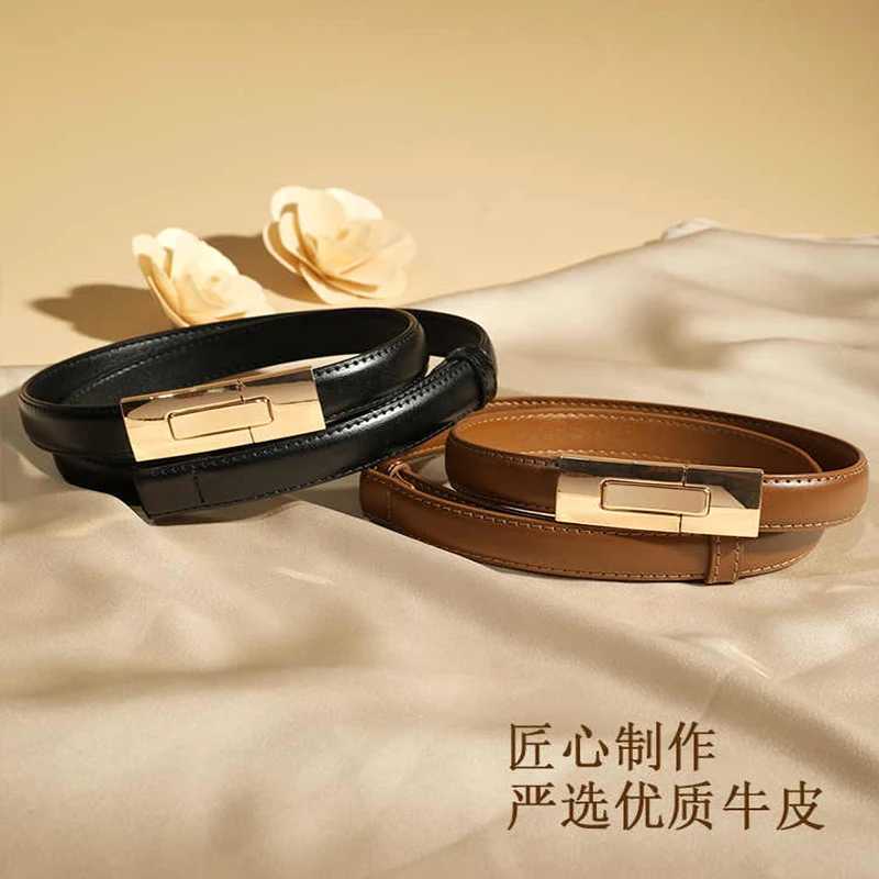 Women Buckle Adjustable Waist Skinny Leather Belt Solid Color Vintage Metal Interlock Thin Waist Belts For Dress Jeans Coat W250604
