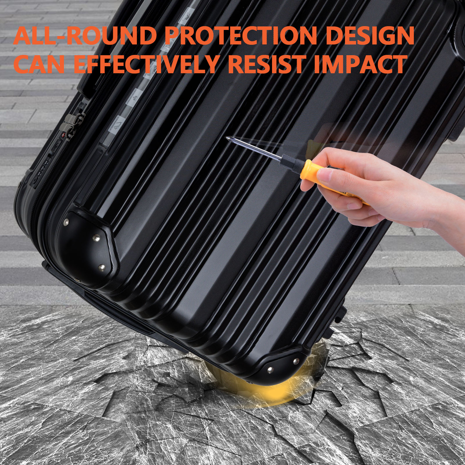 24-Inch Expandable Carry On Suitcase with TSA Lock | ABS Luggage with Corner Protectors | Durable Personal & Business Travel Luggage