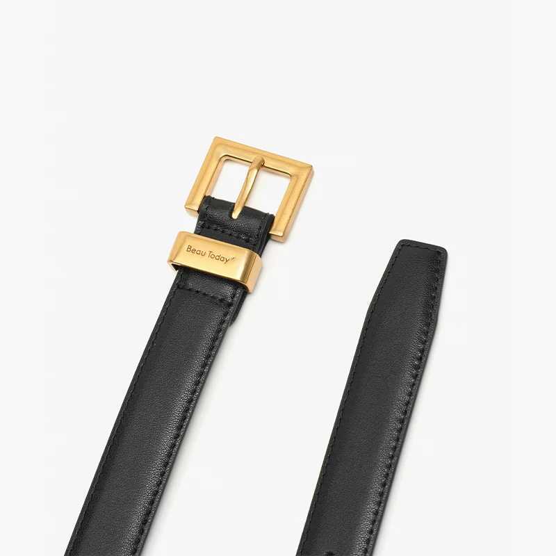 BEAUTODAY Belts Women Luxury Designer Cow Split Leather Metal Golden Buckle Strap Ladies Jeans Dress Accessories Waistband 91093 W250604