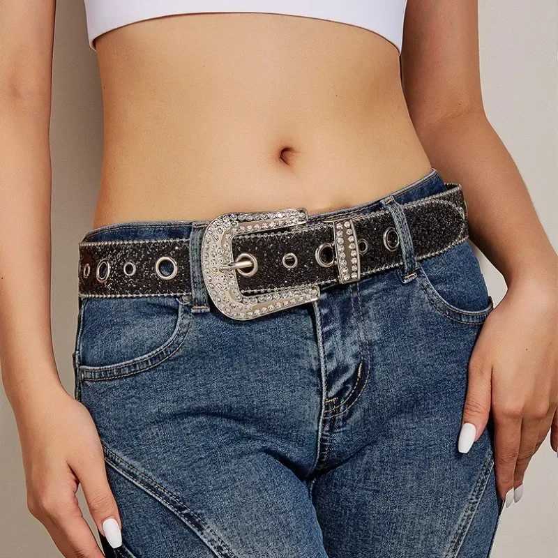 Punk Rhinestone Belt Brand 3.8cm Y2k Bling Sequin Designer Belts Pu Fashion Waistband Jeans Pants Decor Belt for Women Men W250604