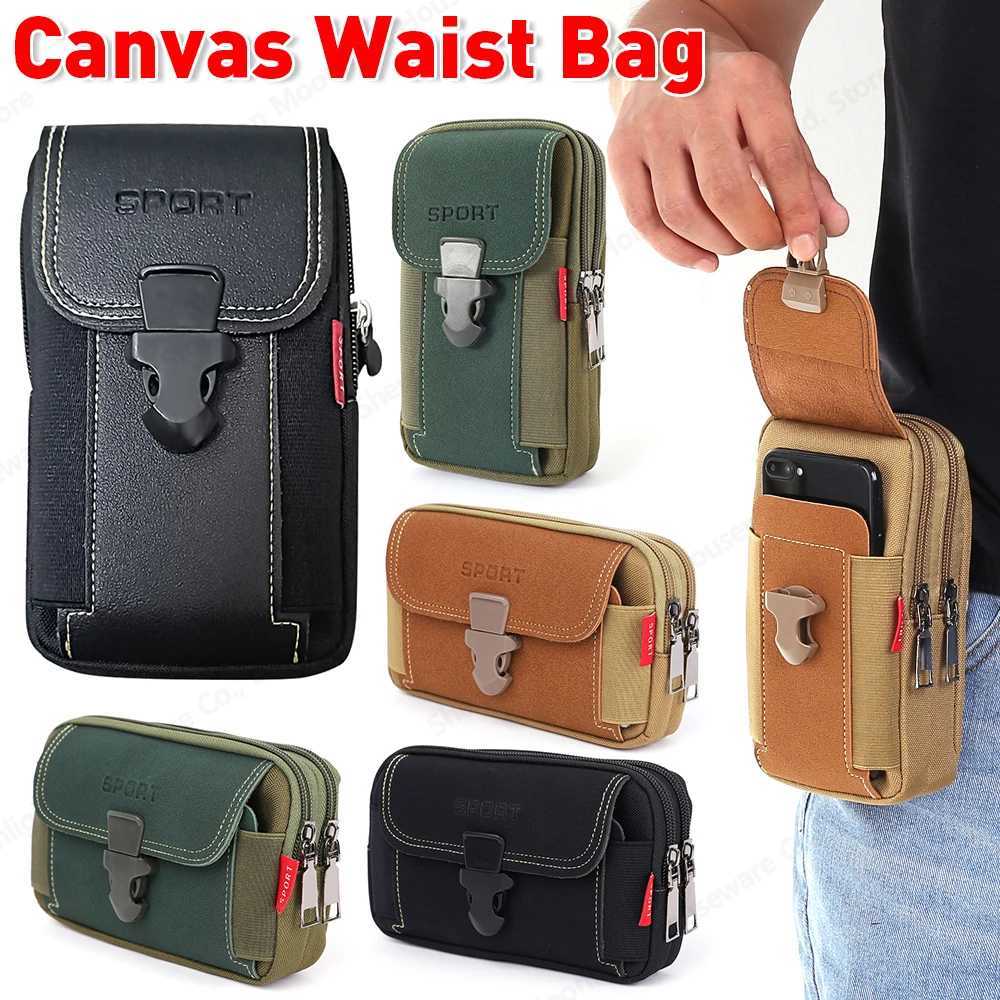Phone Holster Bag Molle Waist Pouches Men Fashion Small Tactical Duty Belt Bag Multi-zipper Bum Bag Canvas Mini Fanny Purse W250604
