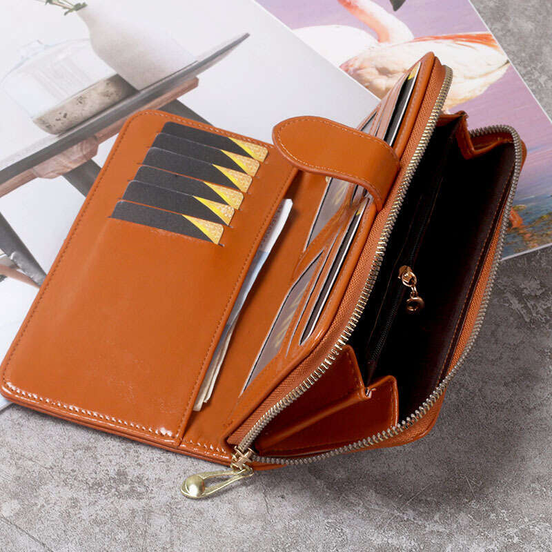 2020 Hot Selling Wax Wallet Oil Leather Phone Bag Long Zipper Coin Purse Women's Card Holder Large Cash