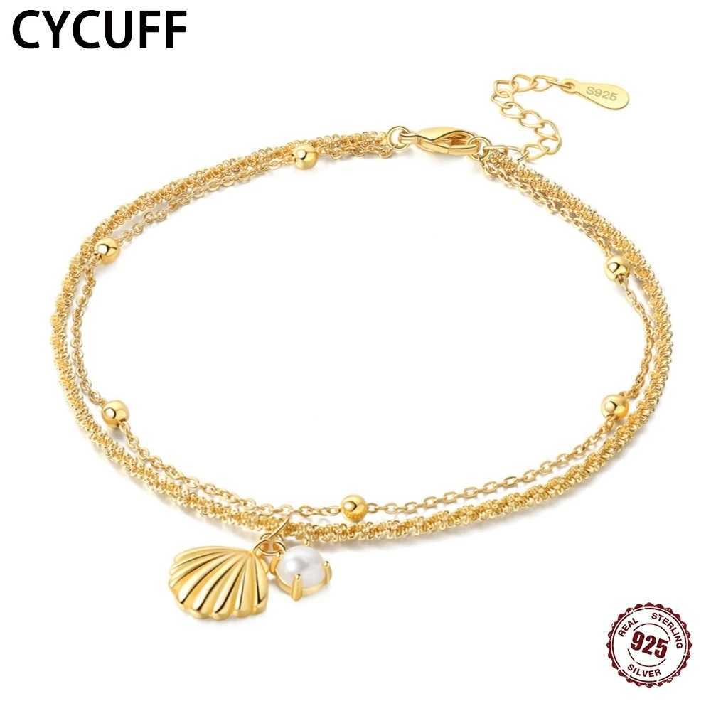 CYCUFF S925 Sterling Silver Summer Style Layered Anklets For Women Ankle Bracelet Boutique Luxury Birthday Party Jewelry Gifts W250604