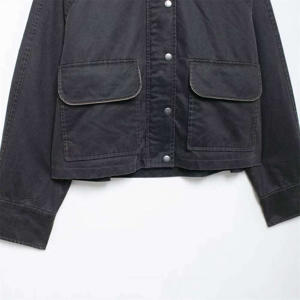 PB&ZA Autumn/Winter New Product Fashion Casual Women's Wear Simple Color Contrast Splicing Long Sleeve Zipper Jacket Coat