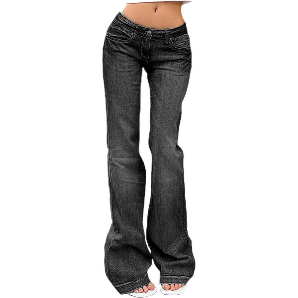 Temu American Style Spicy Girl Flared Slim Fit Stretch Jeans Women Long Pants B5