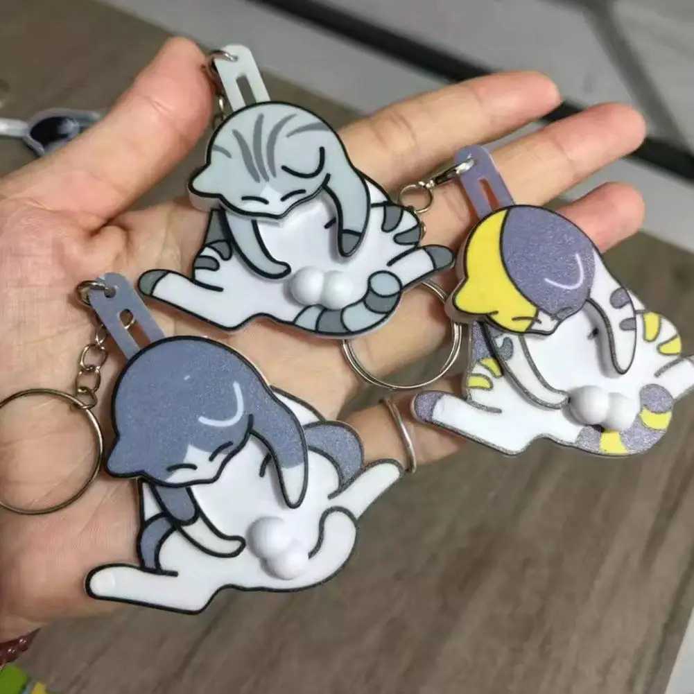 Paly Balls Cat Keychains Cute Funny Acrylic Bag Key Pendant M250604