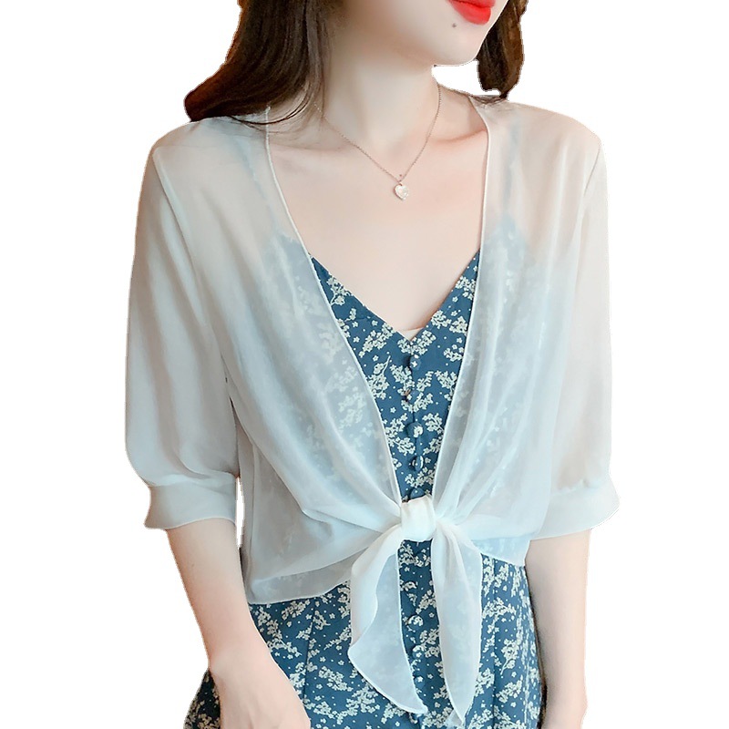K920 Small shawl coat for women cross-border 2024 new small waistcoat versatile chiffon sun protection clothing ultra-thin short outer wear cardigan