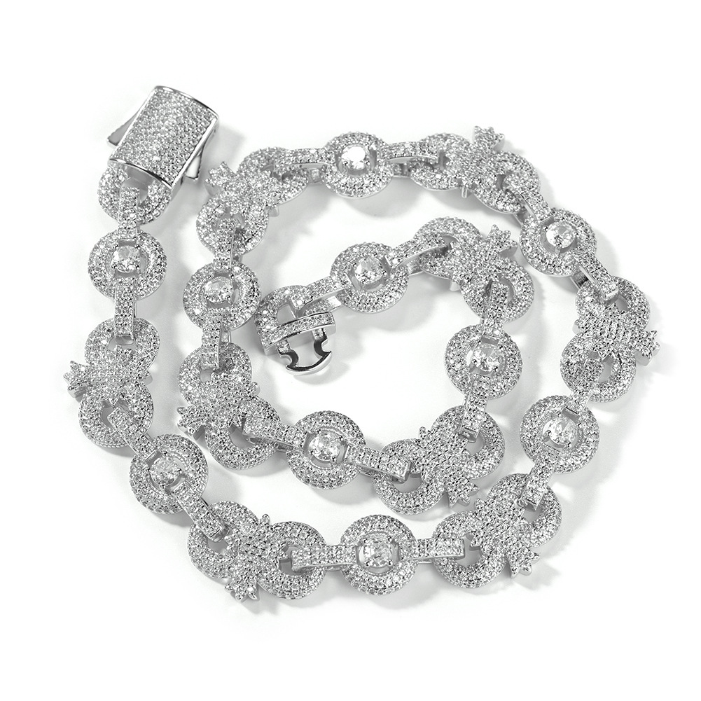 High Quality 12mm Charm Cross Infinite Chain Necklace Bracelet 5A Zircon Spring Clasp Jewelry