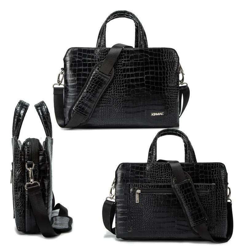 Crocodile Pattern Leather Women Handbags Lady Large Capacity 15.6 Inch Laptop Bag Business Briefcase Shoulder Bags 2023 New