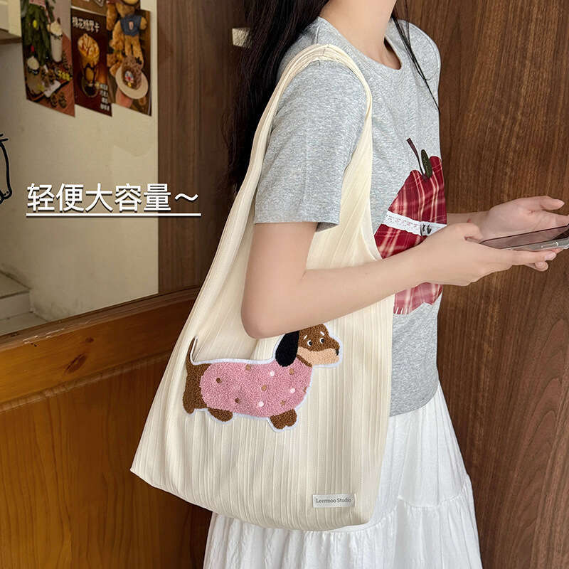 Summer New Large Capacity Handheld Shoulder Shopping Cute Cartoon Tote Underarm Crossbody Bag