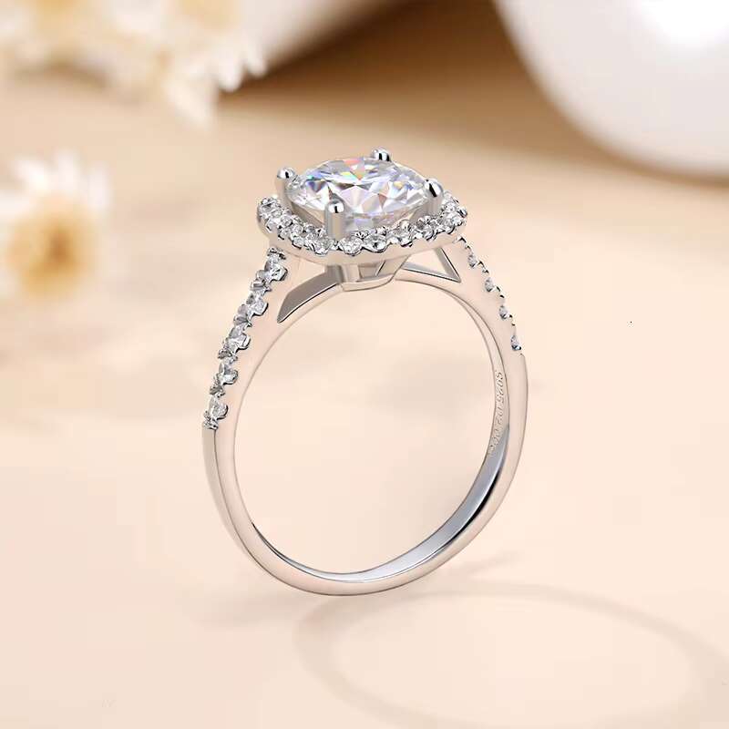 Custom Cushion Cut halo Moissanite Bridal Engagement Rings for Women VVS 0.5 1ct Round Diamond White Gold S925 Silver Jewelry