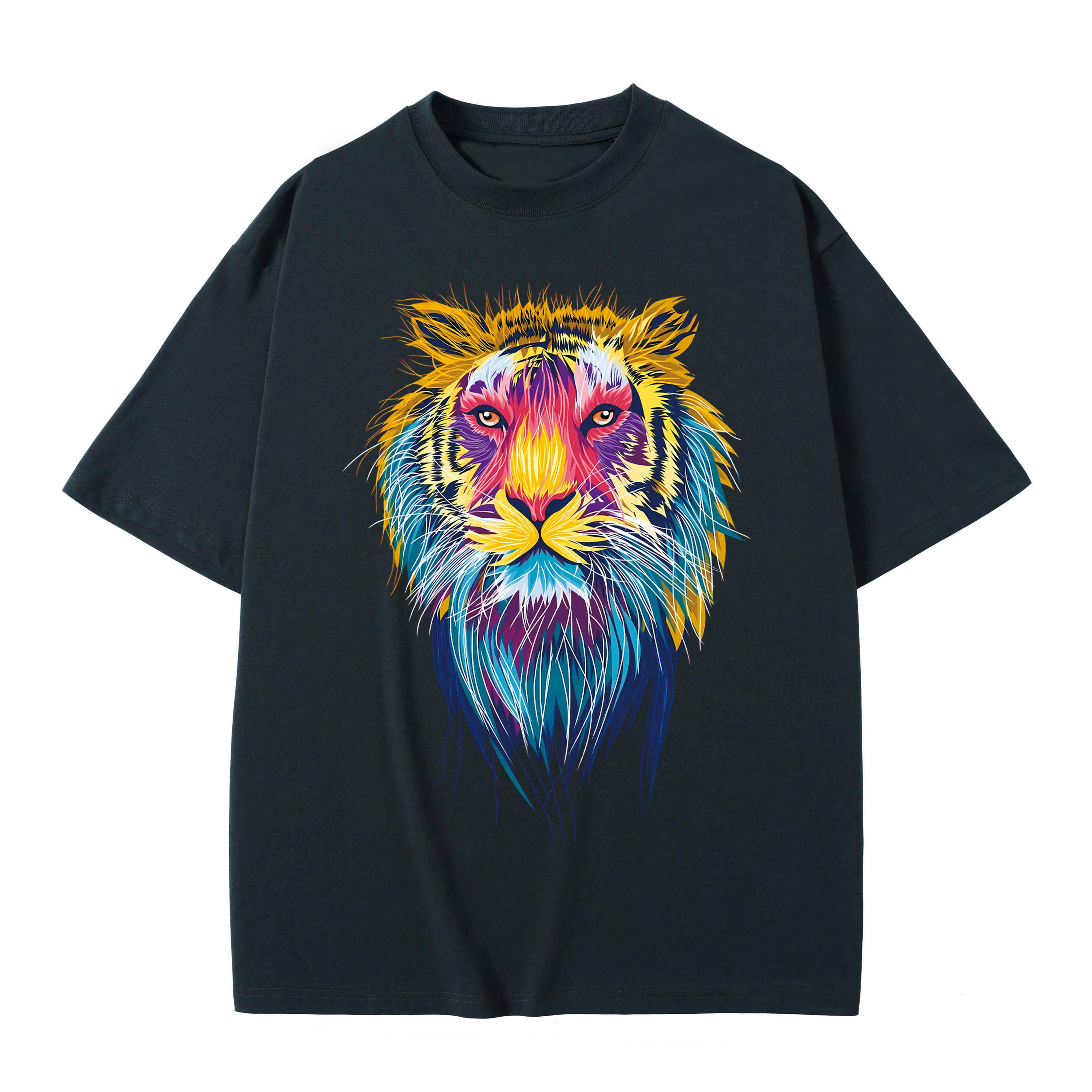 T-shirt men's top designer cotton T-shirt Colorful Tiger short sleeved clothing high-quality fashionable T-shirt BROADTRUE
