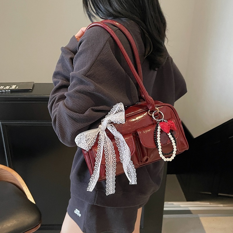 designer Korean Style Niche Design Underarm Boston Bag 2025 New Simple Handheld Bowling Bag Large Capacity Tote Bag