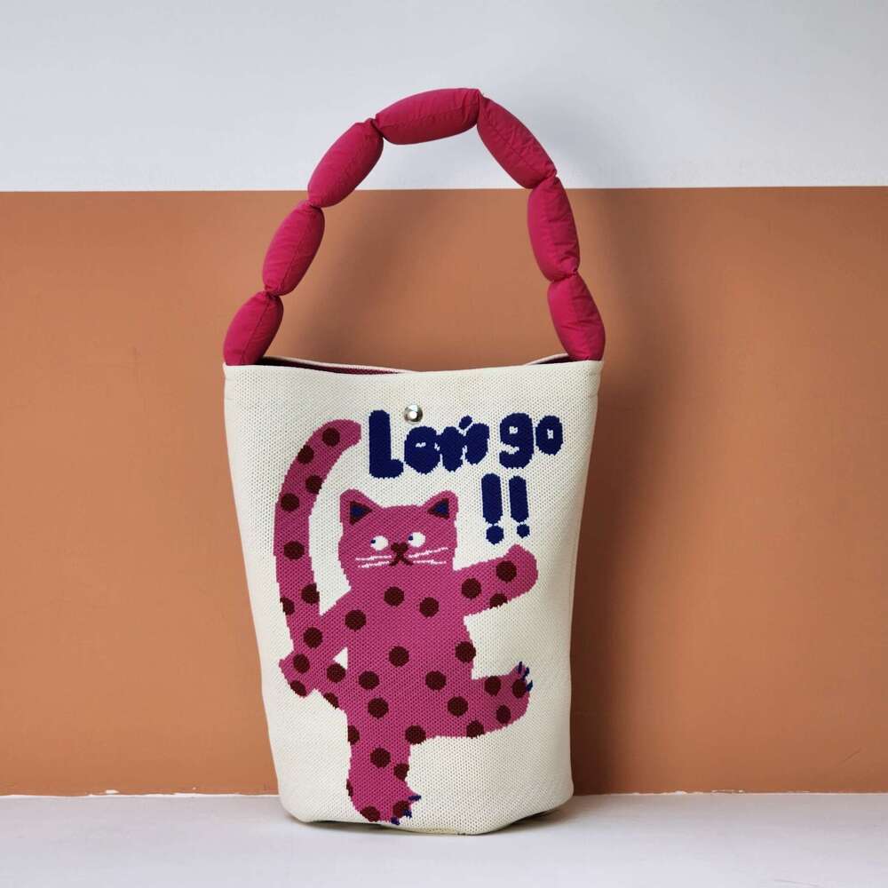 High-End Knitted Shoulder Stylish Versatile Handbag, Street Shopping Large Capacity Bag, Commuter Bucket Bag