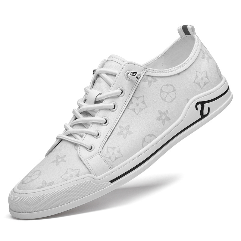2025 Fashionable new casual shoes printed Lace-Up Low-top men's board shoes high quality trendy versatile shoes white brown black
