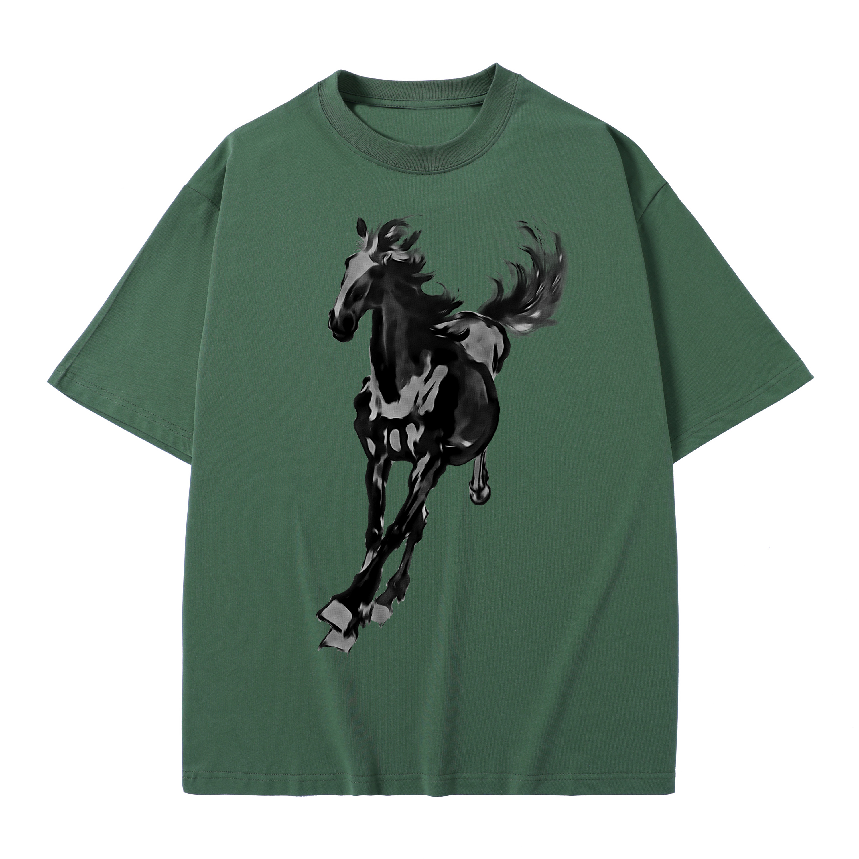 T-shirt men's top designer cotton T-shirt the silvery fine horse short sleeved clothing high-quality fashionable T-shirt BROADTRUE