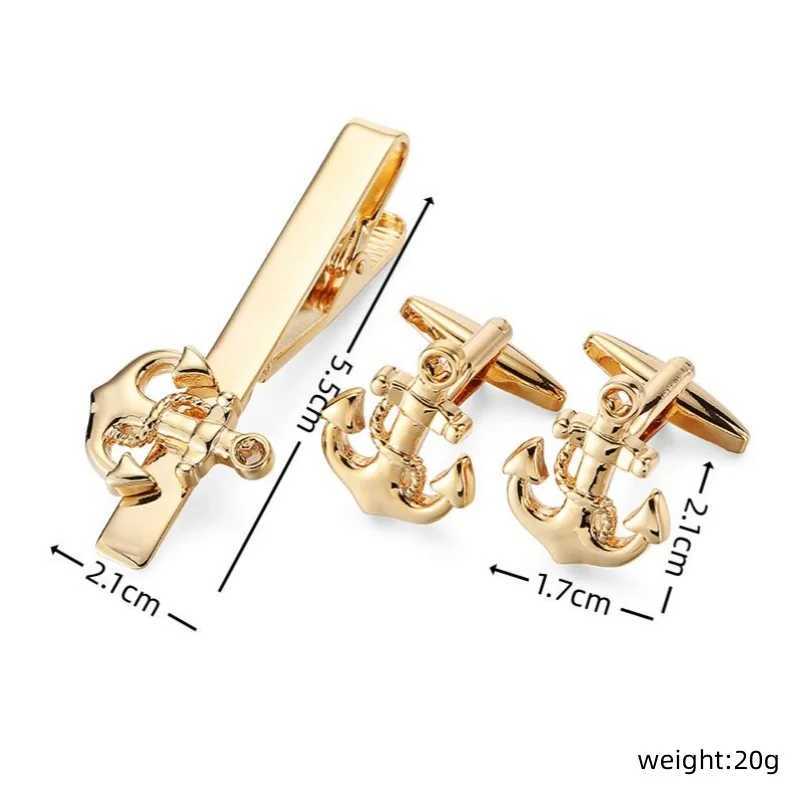 High quality mens French shirt cufflinks tie clips classic Luxury ship anchor button clips business suit accessories jewelry W250604