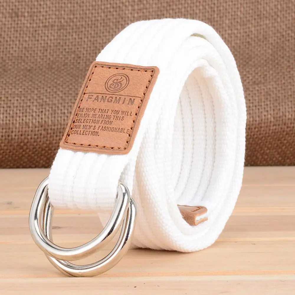 Women Men Nylon Braided Canvas Double Ring Black Buckle Simple Versatile Jeans Student Trend Belt Waistband Durable W250604