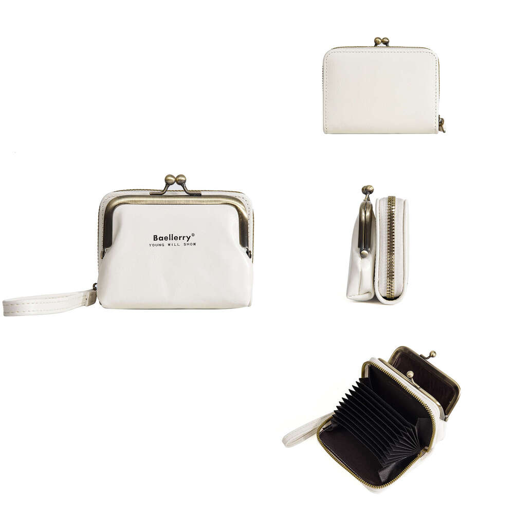 New Women's Coin Purse Baellerry Oil Wax Leather Multi-Card Slot Accordion Card Holder Ins Mini Wallet for Women