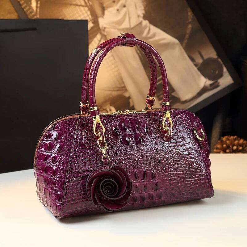 Brand Genuine Leather Women Crocodile Pattern Women's Handbag Fashion Tassel Shoulder Messenger Bag Portable Pillow Bags