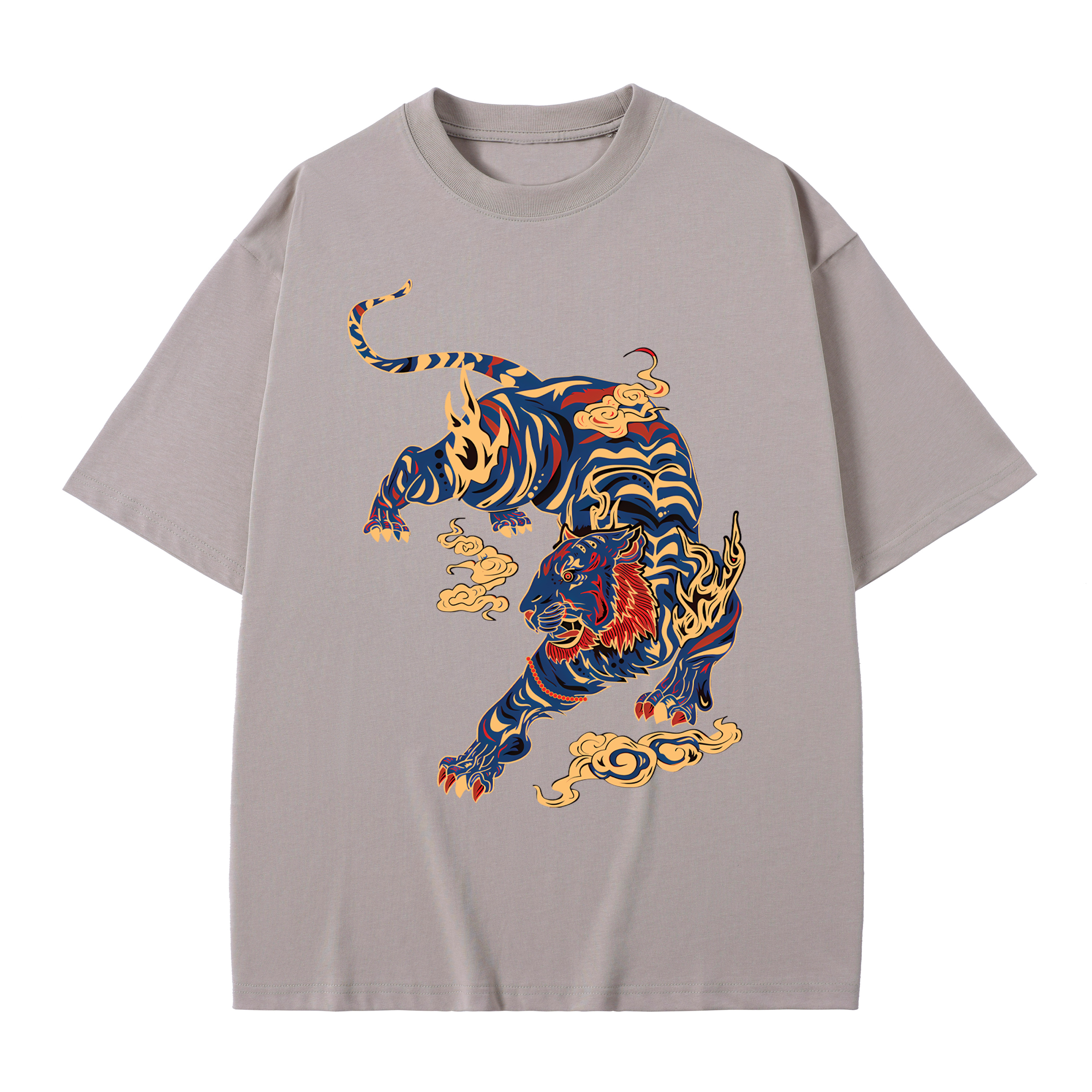 T-shirt men's top designer cotton T-shirt the tiger Painting short sleeved clothing high-quality fashionable T-shirt BROADTRUE