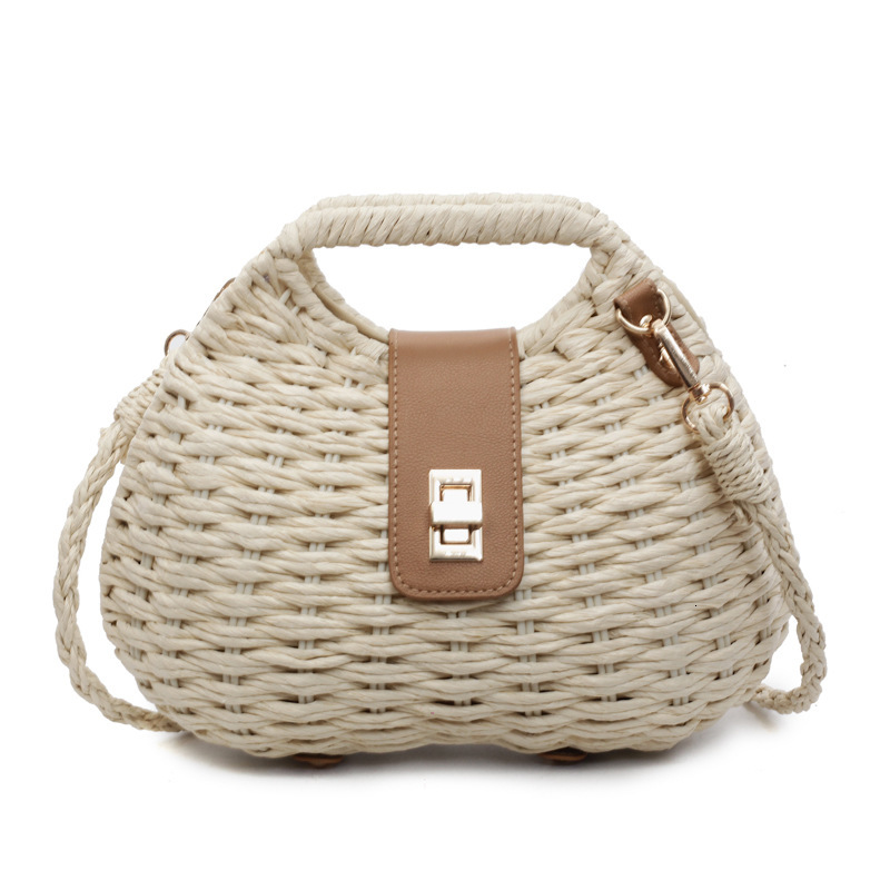 designer Summer Trend Beach Small Bag New Fashion Women's Handheld Straw Woven Shell Bag High-end Crossbody Handbag