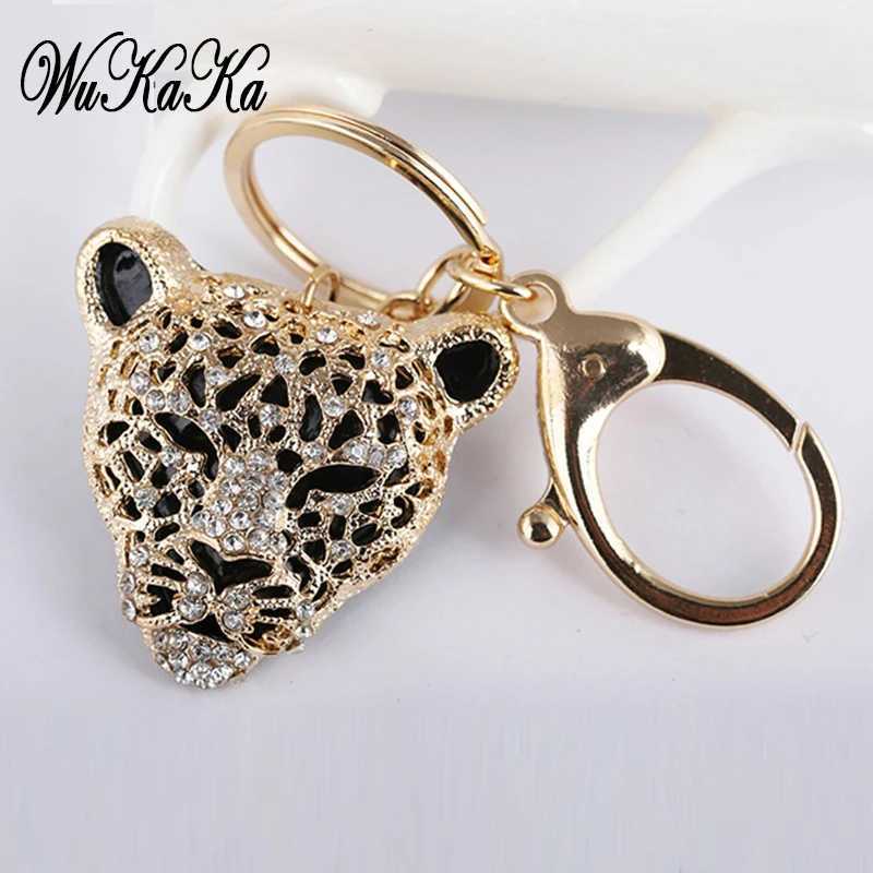 New Arrival Fashion Crystal Leopard head Rhinestone Tiger Keychain Womens bags Decoration Pendants Accessories Car keyrings Jewelry U250604