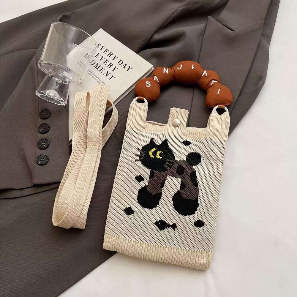 Korean INS Knitted Handbag New Convenient Storage Student Cute Cartoon Fashion Crossbody Bag