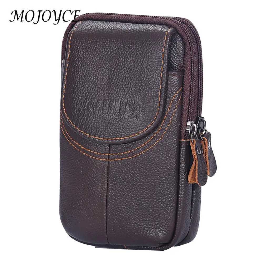 Mens Cowhide Belt Bag Double-layer Running Waist Bag Zipper Fitness Belt Pack W250604